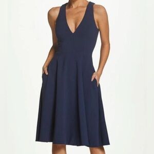 Dress The Population Catalina Navy V-Neck Sleeveless Midi Dress